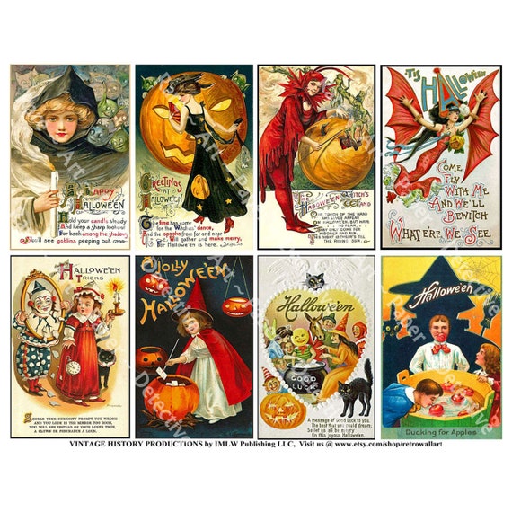 Halloween Vintage Tags Glossy Finish Card Topper