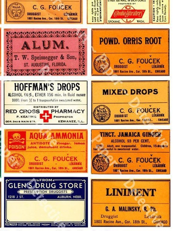 Apothecary Bottle Labels, Halloween Bottle Stickers, Pharmacy Tags, Medicine Cabinet, Poison Label, Bathroom Decor Bottles & Jars, 277a