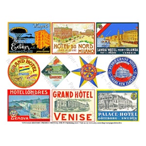 Hotel Luggage Labels, STICKER Sheet, Baggage Label, Travel Trunk, Travel Journal Tag, Luggage Suitcase Decal, Travel Sticker, 744P