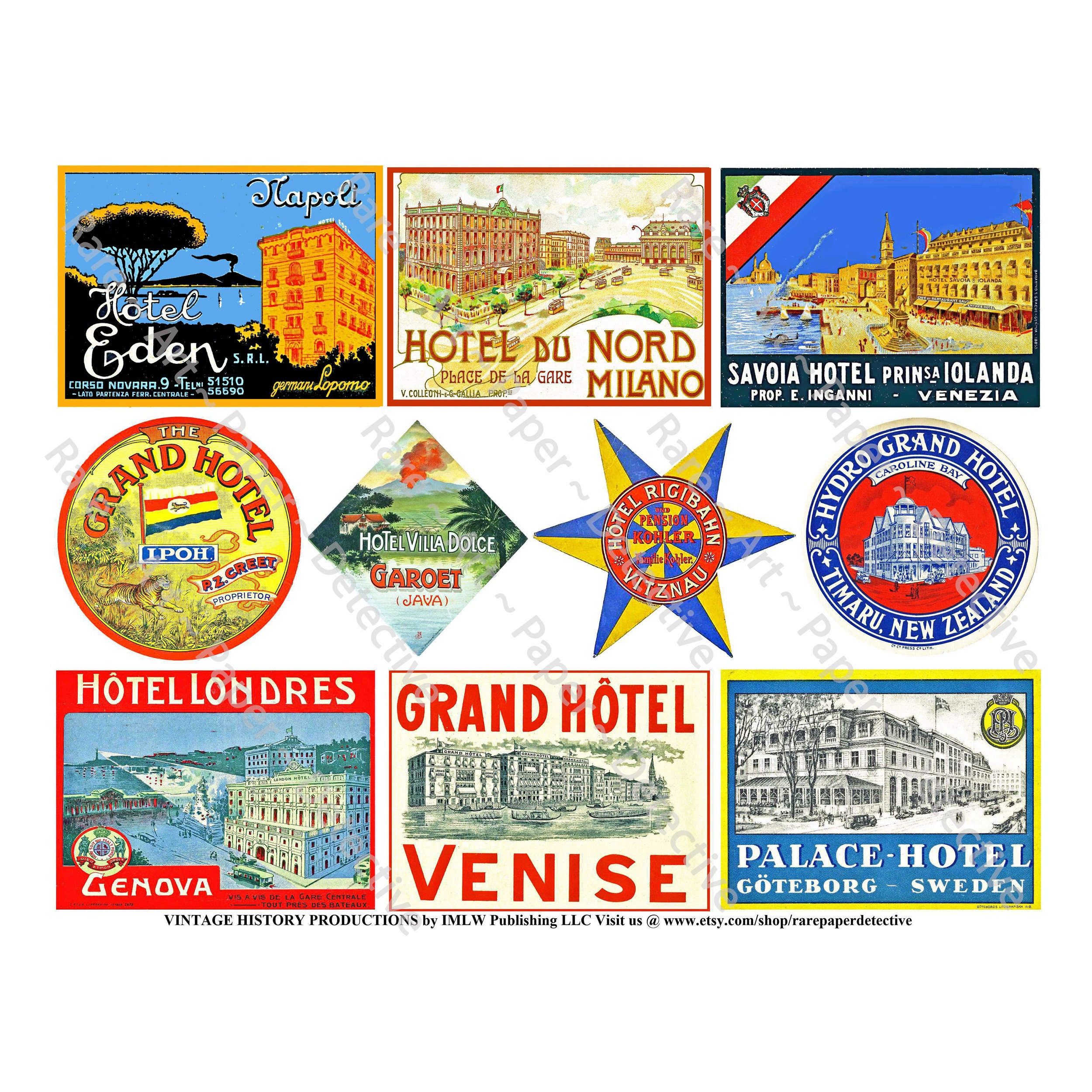Hotel Luggage Labels, STICKER Sheet, Baggage Label, Travel Trunk ...