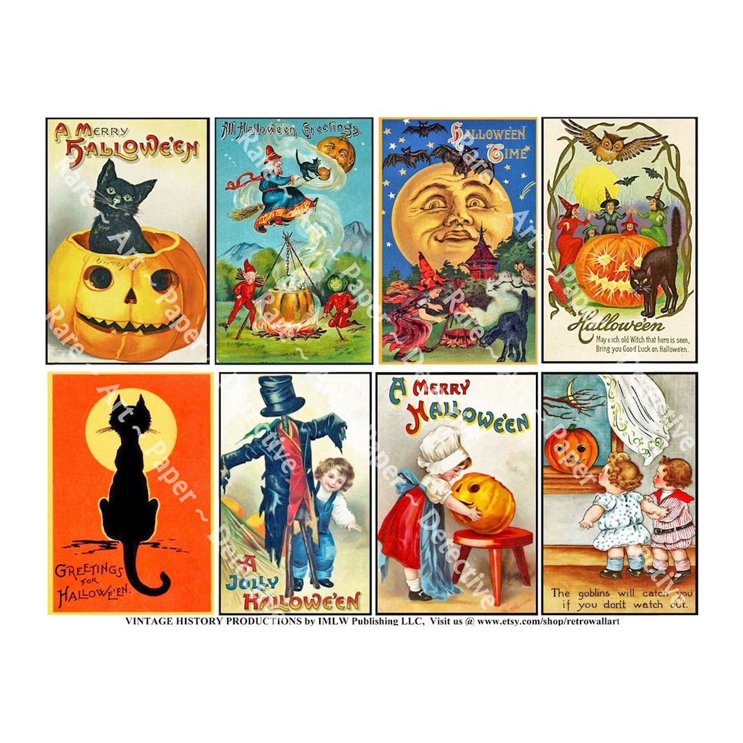 Halloween Decoration Vintage Halloween Stickers Spooky Clip - Etsy