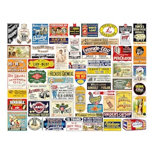 Model Railroad & Dollhouse Signs, Sticker Sheet, 55 Multi Scale Hobby Images, Miniature Vintage Advertising Signs for Train Layouts, #1060