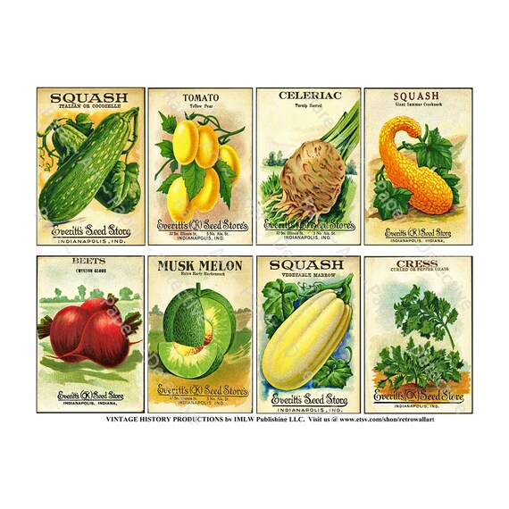 Seed Packet Sticker Sheet, Vintage Vegetable Seed Pack Seed Packet Sticker Sheet, Vintage Vegetable Seed Pack