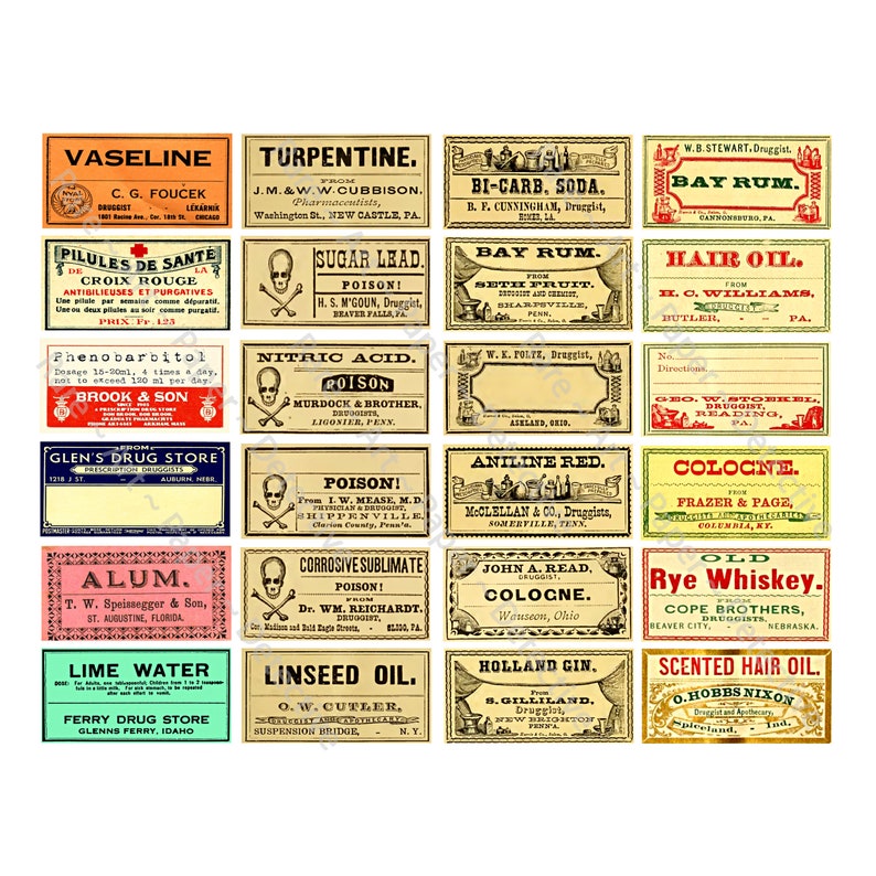 Antique Apothecary Labels Medicine Stickers Vintage Etsy