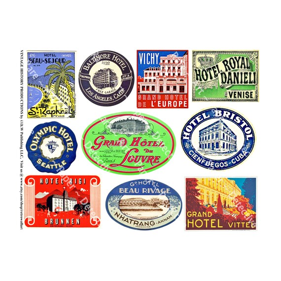 Luggage Label Stickers 10 Hotel Baggage Tags 1 Sheet - Etsy