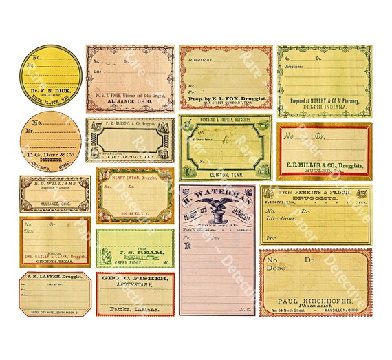 Download Apothecary Label Stickers Set Blank Labels Antique Etsy