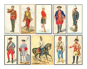 Antique Military Uniform Stickers: 1800s Style Scrapbook Embellishments