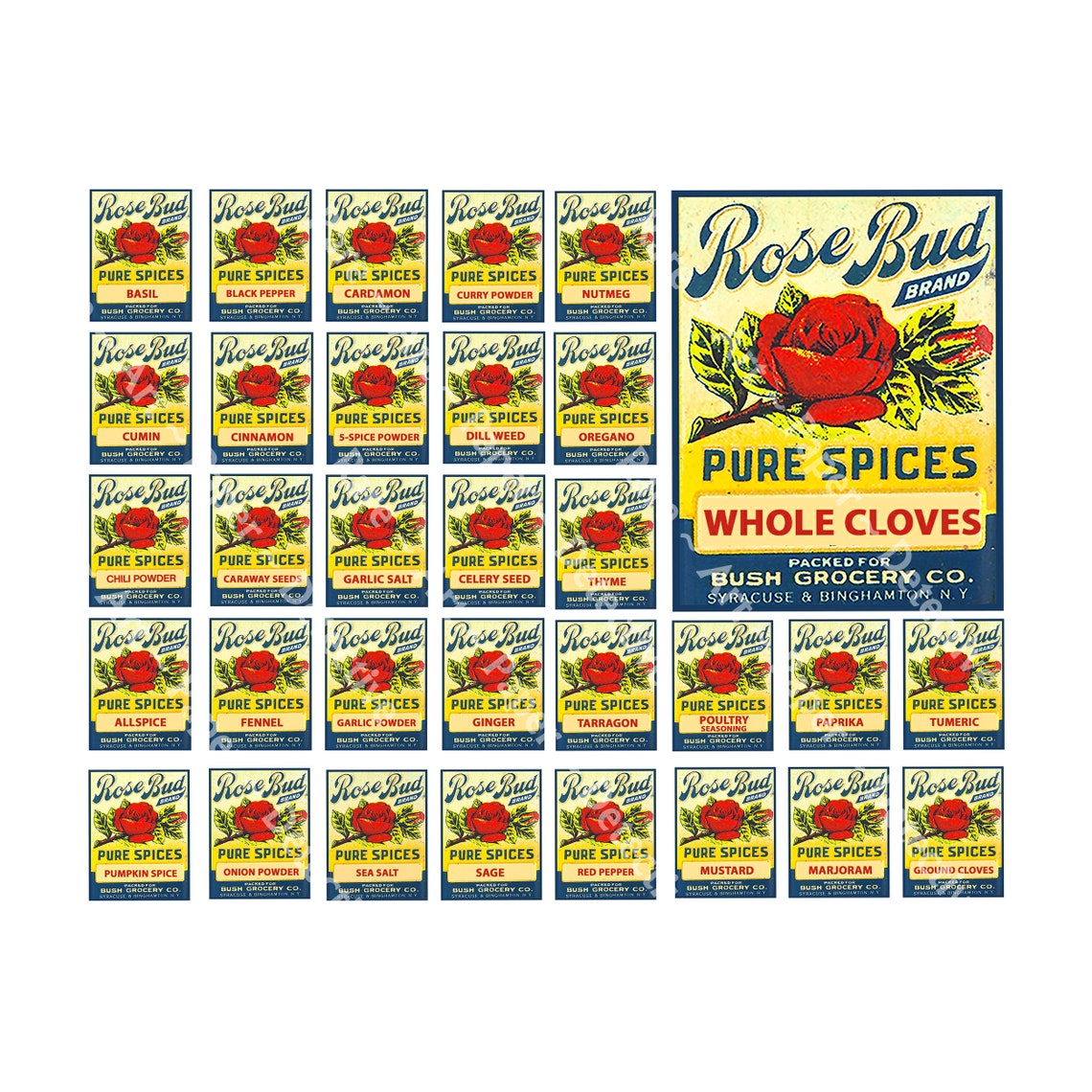 Kitchen Spice Tin Labels for Kitchen Décor & Jar Labeling 32 Etsy