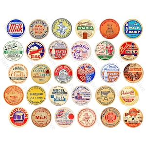 Keukendecoratie, stickers melkflesdop, melkflessen, melkflessen, melkflessen, vintage labelkunst, melkdopjes, snijblad, 238c