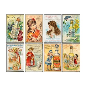 Parfüm & Köln Werbekartenaufkleber, Collagekartenherstellungs-Kunstpapier, 8 Apotheker-Etiketten-Abziehbilder, viktorianische Badezimmerdekor-Etiketten, 848