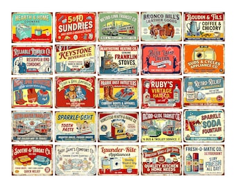 25 Model Railroad Sign Stickers for Buildings and Billboards, Vintage Advertising, 1455