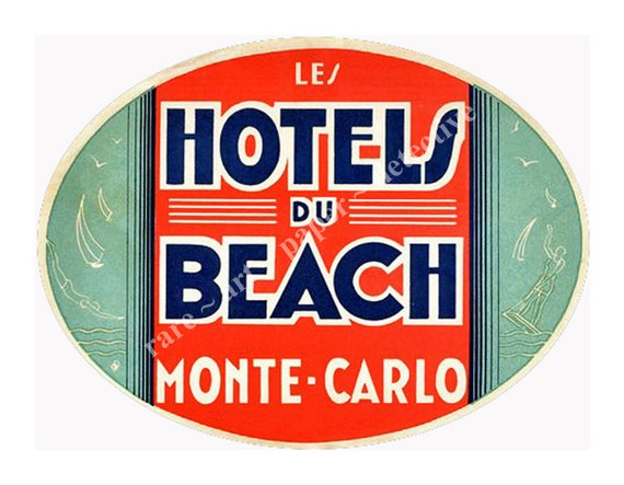 Monte Carlo Travel Adventure Sticker Vintage Hotel Luggage | Etsy