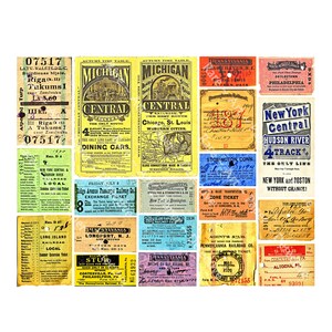Railroad Posters, Timetable Covers, Tickets, Printed Sheet, Railway Papers, Train Ephemera Collage, Train Schedules, Transportation, 581P