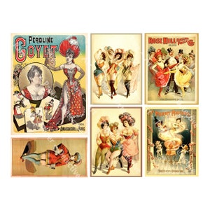 Burlesque Advertising Collage Cabaret Show Pin Ups Poster Risqué Show Girl Posters, DIY Craft Sheet 1331