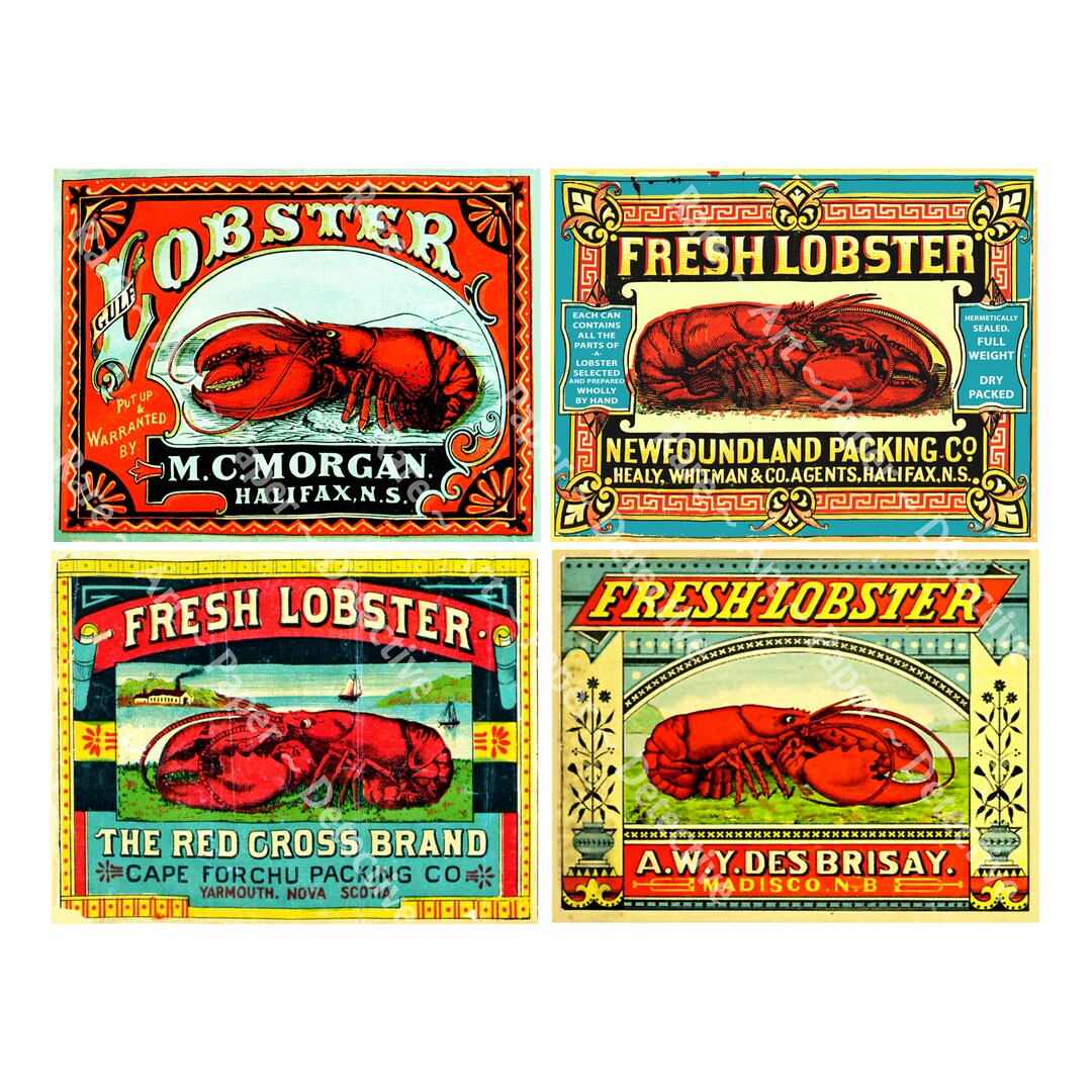 Lobster Can Labels STICKER Sheet Nova Scotia Labels Fishery - Etsy