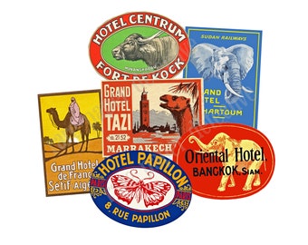 Pegatinas vintage para equipaje de viaje: Calcomanías de la Edad de Oro para baúles de viaje, s56