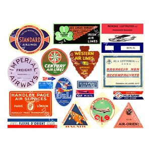 Francobolli postali e foglio di adesivi per etichette di compagnie aeree, clipart aeronautiche, adesivi per bagagli di aerei, set di cancelleria e diario di viaggio, 727R