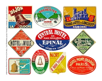 Luggage Labels, Retro Travel Stickers, Printed Art Paper Sheet, Suitcase Decal, Hotel Label, Baggage Tags, Travel Luggage, Trip Journal, 613