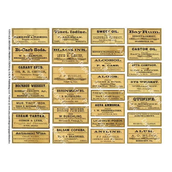 Apothecary Label Stickers, Sticker Sheet, Vintage Pharmacy Pill