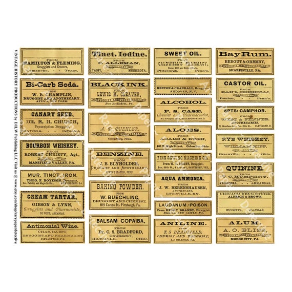 Apothecary Label Stickers, Sticker Sheet, Vintage Pharmacy Pill Bottle  Labels, Druggist Stickers, Clip Art Ephemera, Antique Scrapbook, 474 -   Hong Kong