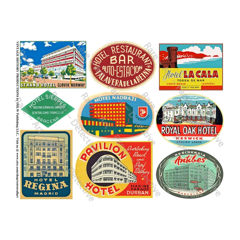 Luggage Labels Retro Hotel Labels Sticker Sheet Steamship Etsy
