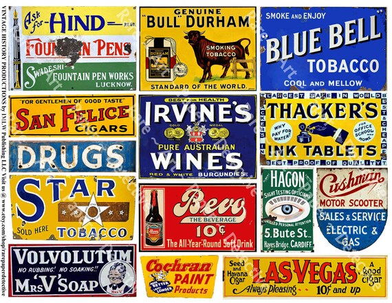 rusty metal tobacco signs