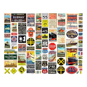 Cartelli da viaggio per case delle bambole, poster e adesivi pubblicitari, adesivi in scala 1/12 o multiscala, modellismo ferroviario, foglio da TAGLIARE e STACCARE, 1111