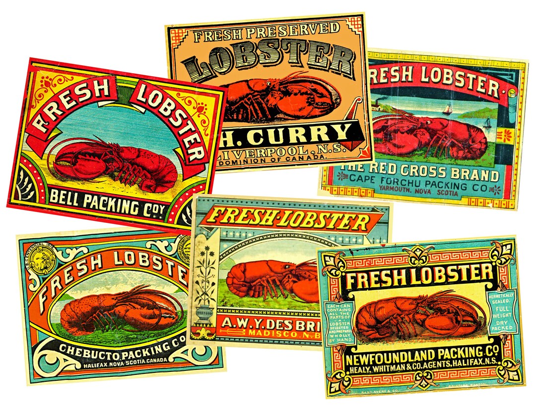 Kitchen Lobster Label Stickers Set 6 Can Labels for Kitchen - Etsy