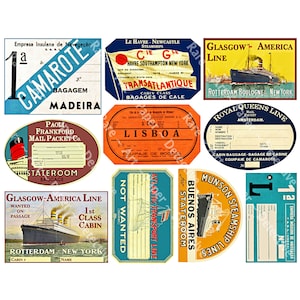 Feuille d'autocollants pour étiquette de bagage dans un coffre de voyage, 10 étiquettes à bagages, laissez-passer pour bagage cabine pour bateau à vapeur, décalcomanie pour valise, étiquette pour carnet de notes et carnet de voyage, 841