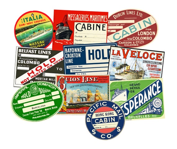 Luggage Label Stickers 10 Steamship Baggage Stickers Steam - Etsy