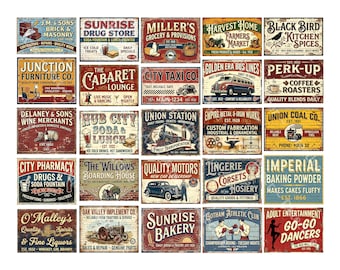 25 Model Railroad Sign Stickers for Building Sides, Vintage Advertising, 1453