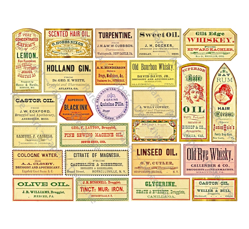 Apothecary Stickers Antique Pharmacy Art Paper Labels Etsy