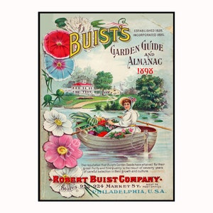 Garden Seed Catalog Print, 5 x 7, 1898 Wall Art Hanging, Garden Shed, Green House, Patio Decor, Home Decoration, Antique Seed Packet, 18-45