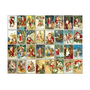 Enorme kerststickerset, 32 vintage ansichtkaart geïnspireerde vakantiestickers, 4 gesneden en schilvellen, PACK24