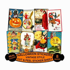Vintage Halloween Stickers Vintage Style Stickers Halloween Decorations Clip Art Antique Pumpkin Autumn Décor, DIY Projects & Décor, 959