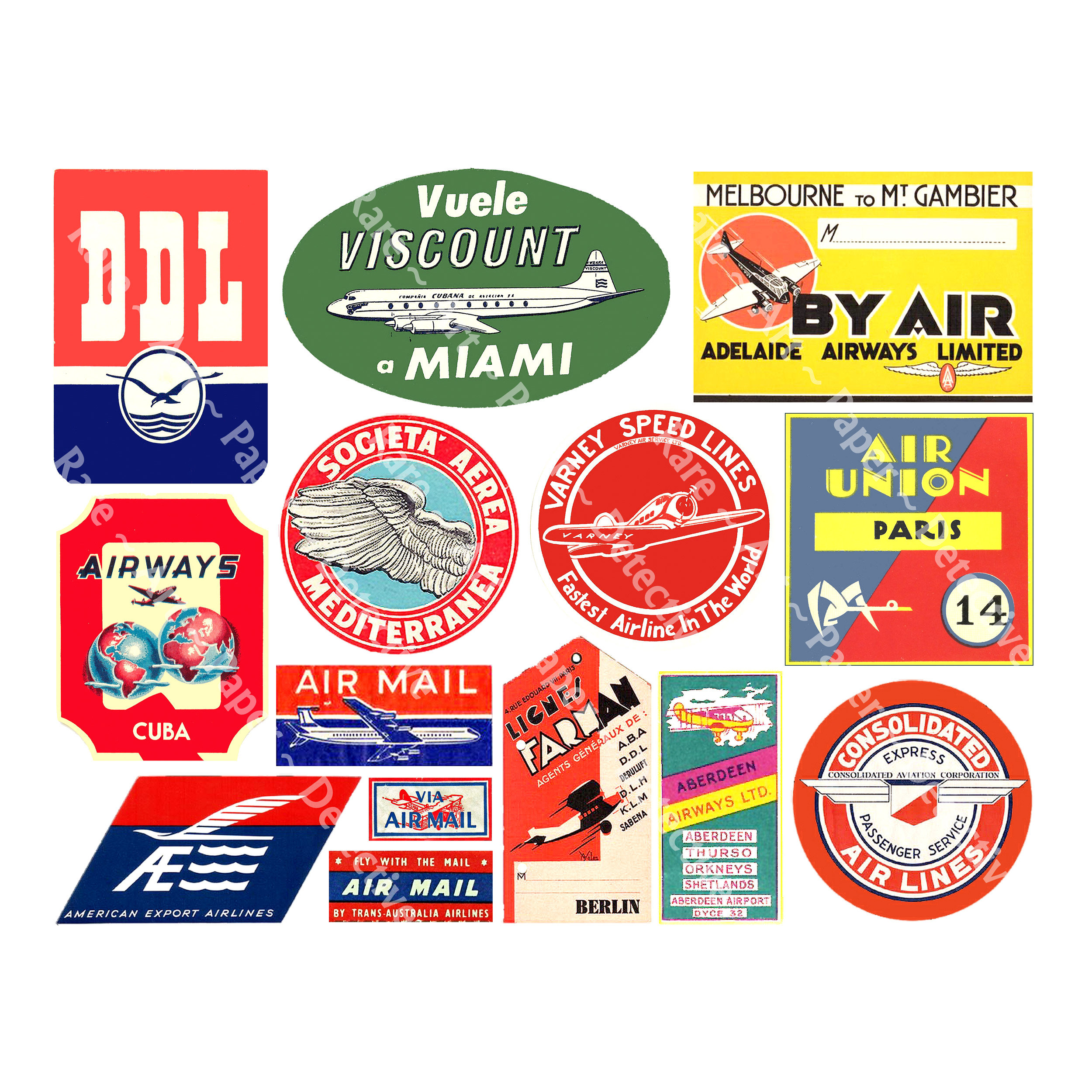 48 pegatinas de viajes aéreos vintage imprimibles para maletas de vapor:  celebrando la era dorada de la aviación y las aerolíneas -  España