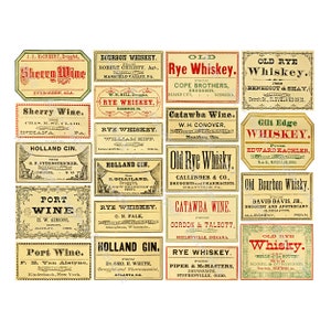 Étiquettes d'apothicaire, 20 autocollants de pharmacien à l'ancienne, ensemble whisky, bourbon et vin, déco vintage de pharmacie, étiquettes de bouteilles anciennes, 953
