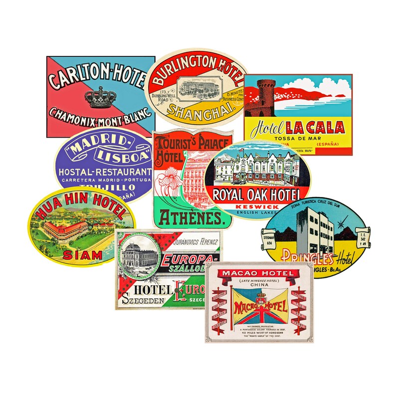 Travel Sticker Gift Set, 10 Hotel Luggage Label Stickers, Luggage Label ...