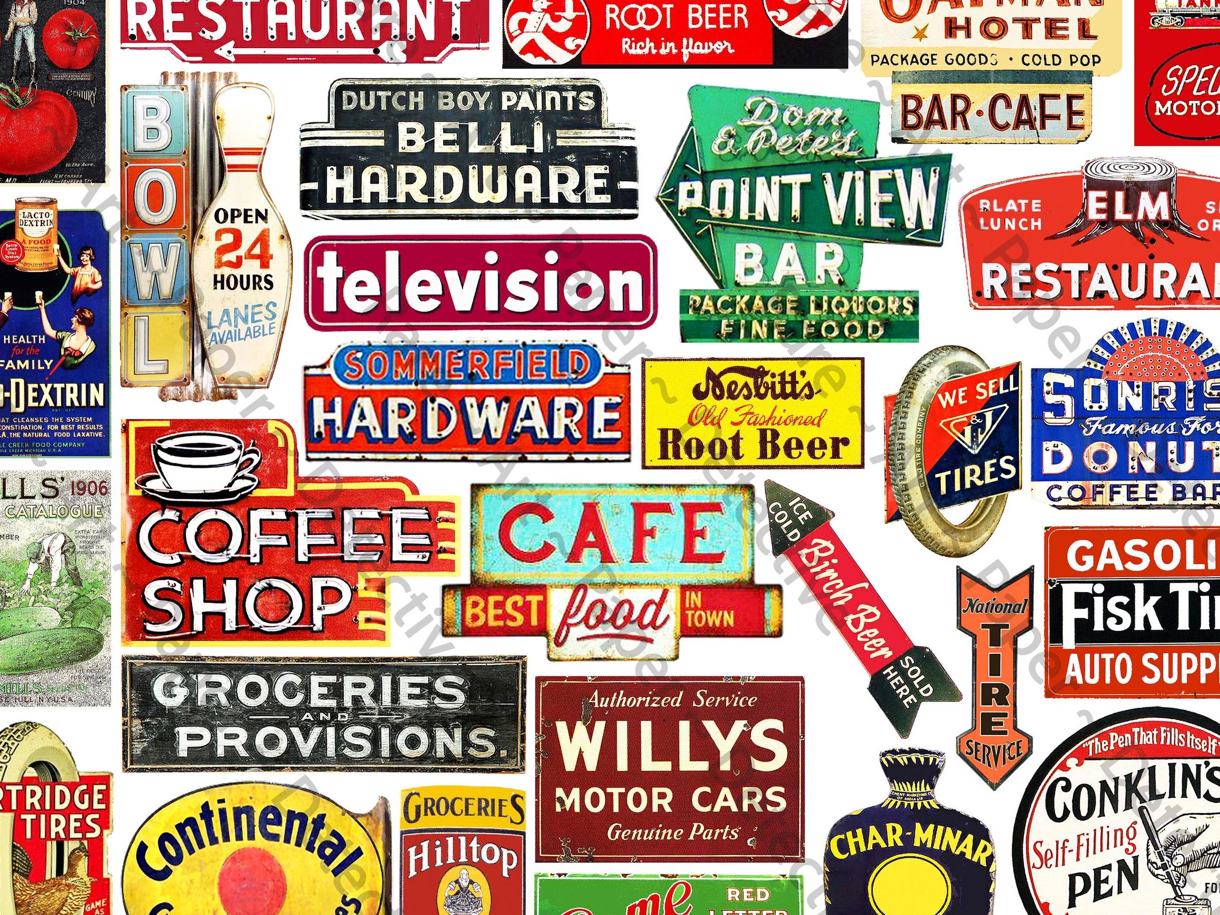Model Store Signs Vintage Style Sign Stickers & General Store Advertising Signs for ...