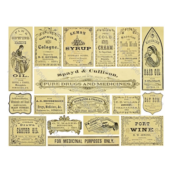 Apothecary Stickers, Pharmacy & Medicine Cabinet Labels, Vintage Drug Store  Decor, Halloween Stickers, Old Fashioned Bottle Labels, 951