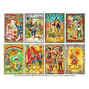 Mini cartoline adesive vintage con bandiera patriottica del 4 luglio per il Memorial Day 4 luglio Decorazione Antica creazione di cartoline americane, 759