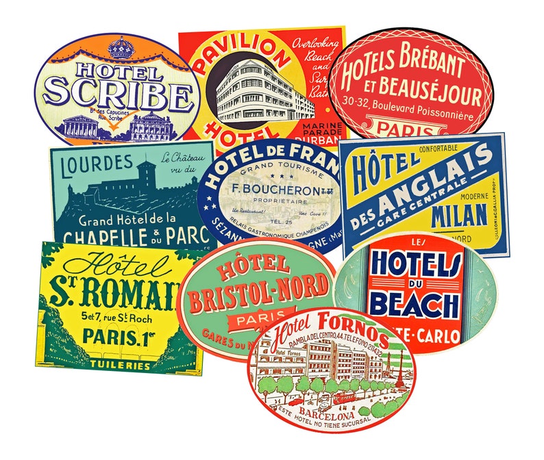 Hotel Sticker Gift Set 10 Travel Luggage Label Stickers - Etsy