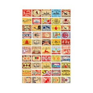 Assortiment stickeropbergers, 50 stuks Set veiligheidslabels, authentieke maten, elk 2 inch breed, junkjournals, 2 CUT & PEEL-stickervellen, 2P67
