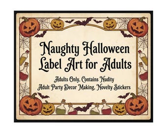 Naughty Halloween Witch Tags, Junk Journal & Collage Crafters, Mature Content, 9 Tags at about 3.5" tall each, Cut and Peel Sheet 1573