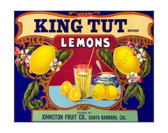 Fruit Crate Label Advertising Home Décor Print, 8" x 10", Vintage Lemon Crate Label, Wall Art, California Citrus Box, Produce Crate, 23-28