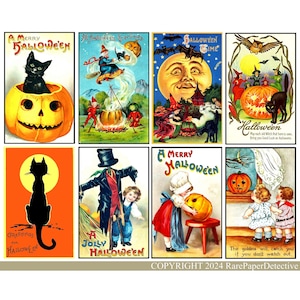 Vintage Halloween Aufkleber für Kartenherstellung Gruselige Dekorationen Kürbisse Vogelscheuchen Vintage Halloween Katzen & Antike Postkarten, Artikel LH637p