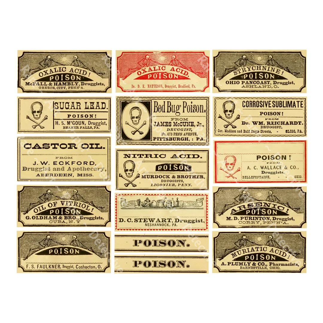 Lead Poison Sticker Apothecary Poison Label Stickers for Halloween and Medicine Cabinets ...