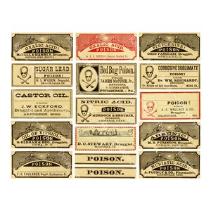 Apothecary Poison Label Stickers for Halloween and Medicine Cabinets, Medicine Bottle Stickers, CUT & PEEL Sticker Sheet, 1116