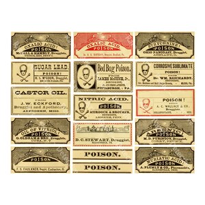 Medical Stickers, Old Fashioned Pharmacy Apothecary Poison Labels