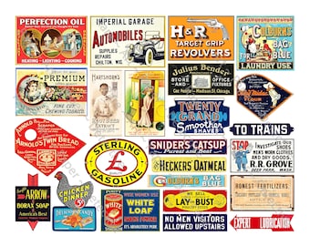 Miniature Advertising Sign Stickers: Farm & Ranch Diorama Decals